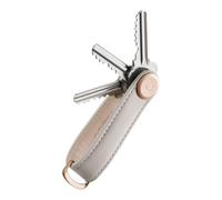 orbitkey Leather Key Organiser - Stone with Grey Stitching | Premium Leather | Holds 2-7 Keys | Quiet Pocket Carry | Stainless Steel Locking Mechanism