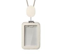 Orbitkey Pro ID Card Holder with Lanyard - Stone | Premium Full-Grain Leather | Secure Card Storage | Durable Dyneema Lanyard | Professional Carry