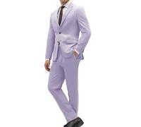 ORBITRAY Men's Burnt Orange Suit 2 Pieces Slim Fit Men Suit Tailored Wedding Suits, Lilac, 3XL