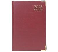 ORBITRON 2026 A4 A5 A6 Day A Page Padded Hardback Desk Diary with Metal Corners (Red, A6 Day A PAge)