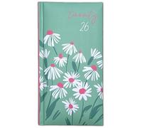 Orbitron 2026 Hardcover Diary Slim Planner Week To View Daisy Honeycomb Bee Green Yellow (Daisy Flower)
