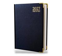 Orbitron 2027 Weekly Planner Diary - Full Year Desk Agenda (A4, A5, A6) - Padded Hardback Cover with Protective Metal Edges (A5, Black)