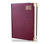 Orbitron 2027 Weekly Planner Diary - Full Year Desk Agenda (A4, A5, A6) - Padded Hardback Cover with Protective Metal Edges (A4, Red)