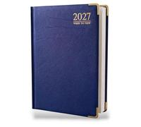 Orbitron 2027 Weekly Planner Diary - Full Year Desk Agenda (A4, A5, A6) - Padded Hardback Cover with Protective Metal Edges (A5, Blue)