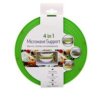Orbitron 4 in 1 Microwave Food Plate Stand Lid Support Stacker Tray Heat Warm/Hot Plastic (Green)