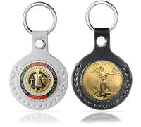 Orbixa 2-Piece AA Coin Keychain - Sobriety & Challenge Coin Holder, Medallion & Token Holder (Beige & Black - 34 mm)