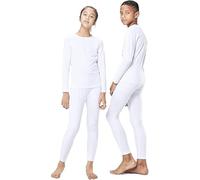 orbiz Kids Thermal Base Layer Set Winter Warm Underwear Full Set Long John Bottom and Long Sleeve Top (White, 5-6 Years)