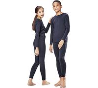 orbiz Kids Thermal Base Layer Set Winter Warm Underwear Full Set Long John Bottom and Long Sleeve Top (Charcoal, 11-12 years)