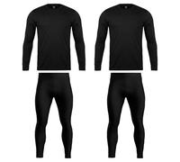 orbiz Pack of 2 Men's Thermal Underwear Set Long Sleeve Tops Long John Thermal Base layer Winter Warmer Black Navy Charcoal White Blue (Black, L)