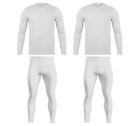 orbiz Pack of 2 Men's Thermal Underwear Set Long Sleeve Tops Long John Thermal Base Layer Winter Warmer Black Navy Charcoal White Blue (White, XL)