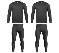 orbiz Pack of 2 Men's Thermal Underwear Set Long Sleeve Tops Long John Thermal Base layer Winter Warmer Black Navy Charcoal White Blue (Charcoal, M)