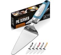 Orblue Cake Slice and Pie Server, Stainless Steel Knife Cake Slicer and Server Cake Cutter with Serrated Edges for Cake Pizza, Blue