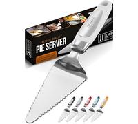 Orblue Cake Slice and Pie Server, Stainless Steel Knife Cake Slicer and Server Cake Cutter with Serrated Edges for Cake Pizza, White