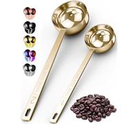 Orblue Coffee Scoop, Stainless Steel, long handled Spoons, Light Gold, Pack of 2