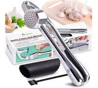 ORBLUE Garlic Press, Mincer and Crusher with Garlic Rocker and Peeler Set - Professional Grade, Dishwasher Safe