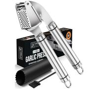 ORBLUE Garlic Press, Stainless Steel Garlic Crusher and Mincer with Peeler Set - Premium Grade, Dishwasher Safe, Rust-Proof