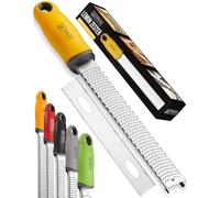 ORBLUE Lemon Zester and Grater - Stainless Steel Citrus Zester Tool for Lemon & Lime, Fine Zesting & Grating for Baking & Cooking - Yellow