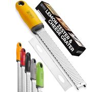 ORBLUE Lemon Zester and Grater - Stainless Steel Citrus Zester Tool for Lemon & Lime, Fine Zesting & Grating for Baking & Cooking - Yellow