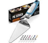 Orblue Pie Server, Essential Kitchen Tool, Serrated on Both Sides, Great for Right or Left Handed Chef, Stainless Steel Flatware, Cake Cutter, Blue