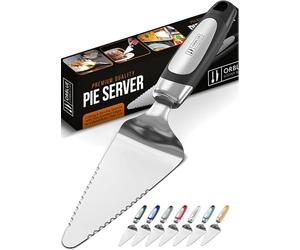 Orblue Pie Server, Essential Kitchen Tool, Serrated on Both Sides, Great for Right or Left Handed Chef, Stainless Steel Flatware, Cake Cutter, Black