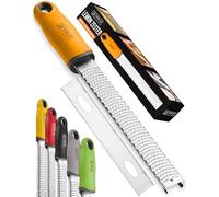 ORBLUE PRO Citrus Zester & Cheese Grater - Versatile Kitchen Tool for Lemon, Parmesan, Ginger, Garlic Nutmeg Chocolate Fruits & Veggies - Razor-Sharp Stainless Steel Blade Grater with Protective Cover
