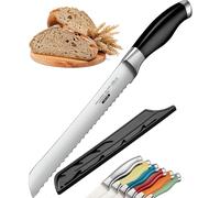 Orblue Serrated Bread Knife Ultra-Sharp Stainless Steel Professional Grade Bread Cutter - Cuts Thick Loaves Effortlessly - (8-Inch Blade with 5-Inch Handle), Black