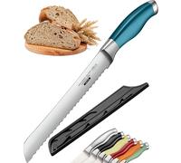 Orblue Serrated Bread Knife Ultra-Sharp Stainless Steel Professional Grade Bread Cutter - Cuts Thick Loaves Effortlessly - (8-Inch Blade with 5-Inch Handle), Blue