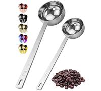 ORBLUE Stainless Steel Coffee Scoop Set 2 Pack - 1 Tbsp (15 ml) & 2 Tbsp (30 ml) Coffee Measuring Spoons & Espresso Scoop with Long Handle, Dishwasher Safe - Silver