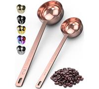 ORBLUE Stainless Steel Coffee Scoop Set 2 Pack - 1 Tbsp (15 ml) & 2 Tbsp (30 ml) Coffee Measuring Spoons with Long Handle, Dishwasher Safe Gift for Coffee Lovers - Rose Gold