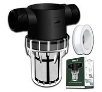 ORBON Inline Water Filter - 1" MNPT to MNPT, Fine Mesh Sediment Filter for Whole House, Under Sink, Shower, Washing Machine, Garden Hose, Well Water, Tap - Reusable Pre-Filter & Water Strainer