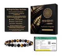 ORBON RAKSHA Certified Original Triple Protection Bracelet | Hematite, Obsidian & Tiger Eye Crystal | Negative Energy Protection Bracelet for Men, Women with Activation Card & Authenticity Certificate