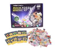 ORBOTECH Rocks and Fossils Kit - Rock Collection Box Includes Natural Gem, Crystals, Genuine Fossil and Mineral, Gifts for Boys & Girls