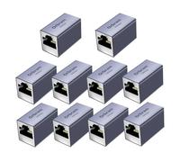 Orbram UL Listed Ethernet Extender 10Gbps, 10 Pack RJ45 Coupler Adapter for Cat8/Cat7/Cat6a/Cat6/Cat5 Cable, 328ft Long-Distance Connection, Female to Female Coupler, Aluminum Alloy Shell, Space Grey