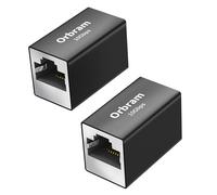 Orbram UL Listed Ethernet Extender 10Gbps, 2 Pack RJ45 Coupler Adapter for Cat8/Cat7/Cat6a/Cat6/Cat5 Cable, 328ft Long-Distance Connection, Female to Female Coupler, Aluminum Alloy Shell, Black