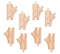 Orbrium Toys Short Curved Switch Tracks for Wooden Train Railway Fits Thomas Brio Chuggington Melissa Doug Imaginarium, Set of 8