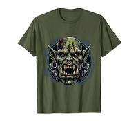 Orc Face Warrior Costume Orcs Fantasy Creature T-Shirt, Men, Olive Green, X-Large