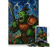 Orc Warrior Stained Glass Illustration Jigsaw Puzzle 1000 Piece for Teenagers Mind Skill Toy Peaceful Fun Design Assembly Unique Gift (50x75cm)