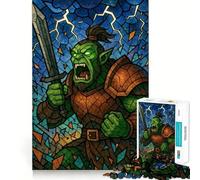 Orc Warrior Stained Glass Illustration Jigsaw Puzzles for Adults 1000 Piece Mind Puzzle Slow Enjoy Image Assembly Perfect Present (38x52cm)