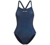 ORCA 2025 Womens Core One Piece Thin Strap Swimsuit - Deep Blue Print