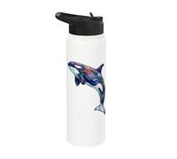 Orca Abstract Ocean Art Marine Life Colorful Stainless Steel Insulated Water Bottle