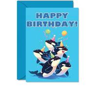 Orca Birthday Cards for Her or Him, Party Animals Pyramid