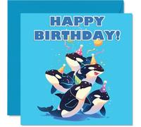 Orca Birthday Cards for Her or Him, Party Animals Pyramid