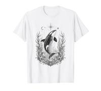 Orca Breach Monochrome Ocean Wildlife Art Value Graphic T-Shirt, Men, White, S