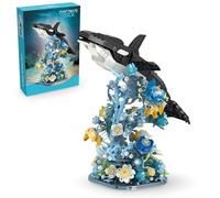 Orca Building Blocks Set with Base, 1034 PCS Orca Mini Micro Building Kit, Creative Animal Bricks Model Toys, Home Office Decor Gifts for Teens and Adults