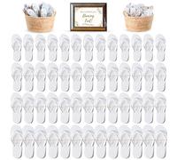 Orca Bulk Flip Flops for Wedding Guest | 52 Pack White Wholesale Flip Flop Sandals | Twine Wrapped Individually with Decorative Size Cards and Wedding Reception Sign Included