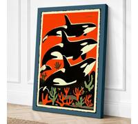 Orca Crossing Coastal Canvas Wall Art Print 18x12 Inch