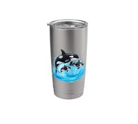 Orca Family Splash Killer Whale Ocean Art Stainless Steel Insulated Tumbler