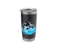 Orca Family Splash Killer Whale Ocean Art Stainless Steel Insulated Tumbler