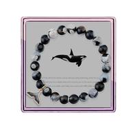 Orca Healing Bracelets for Women - Whale Gifts, Agate Crystal Bracelets, Tail Charm, Inspirational Gift, 0.03, Crystal, No Gemstone