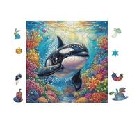 Orca in Ocean 100 Pc DIY Jigsaw Puzzle Puzzles for Adults Teens Hard Challenging Team Building Stress Reducing Autumn High-grade Rigid Cardboard 28x28cm